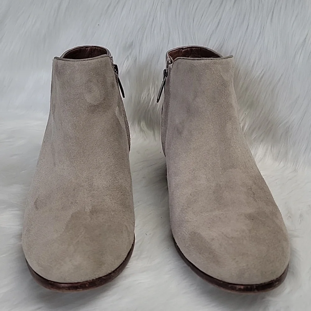 SAM EDELMAN Petty Taupe Suede Western Boho Preppy Zip Up Ankle Bootie Boots 10.5